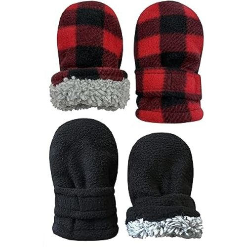 N'Ice Caps Baby Toddler Mittens Kids 2 Pairs Fleece Gloves Winter Warm Sherpa Lined