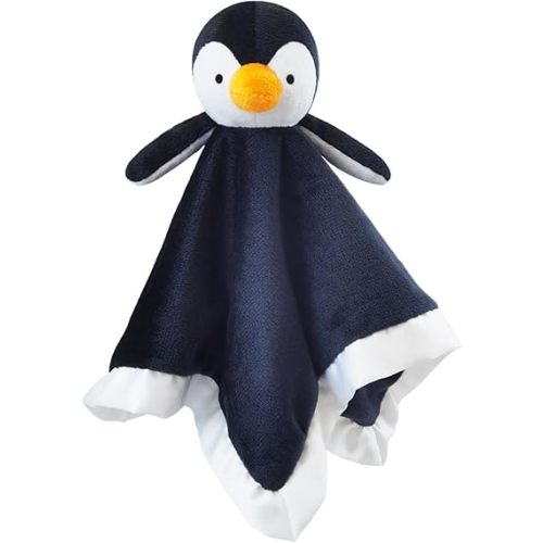 Baby Black Penguin Soft Stuffed Animal Security Blanket, Plush Penguin Character Lovey Blanket, Baby Shower/Nursery Gift, Newborn Infant Toddler Snuggle Blankie for Boys Girls, 13 Inches