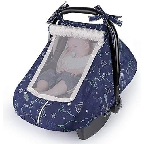 Unicorn Castle Baby Car Seat Cover Infant Car Seat Covers for Babies Breathable Car Seat Canopy Mesh Window Carseat Cover for Four Seasons Newborn