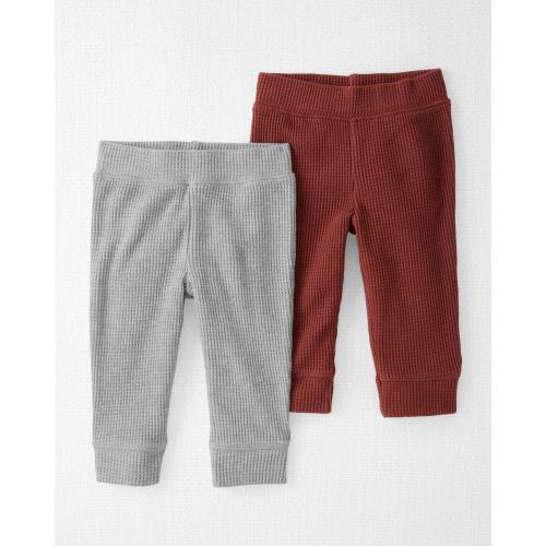 Baby 2-Pack Waffle Knit Pants Made With Organic Cotton - Style,Chili Copper, Gray Heather