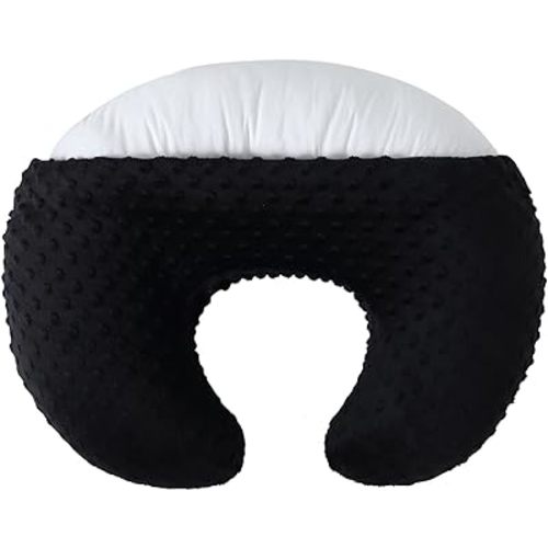 Nursing Pillow and Positioner Breastfeeding and Bottle Feeding, Propping Baby, Tummy Time, Sitting Support for Baby Boy and Baby Girl, with Removable Dots Cover (Black)