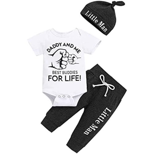 Newborn Infant Baby Clothes Long Sleeve Romper + Pants + Hat 3PCS Outfits Set