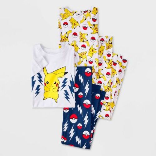 Boys' 4pc Pikachu Long Sleeve Pajama Set - Navy Blue