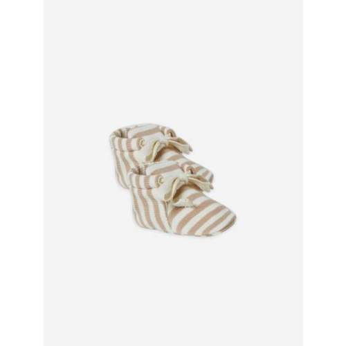 Quincy Mae Baby Booties -Latte Stripe