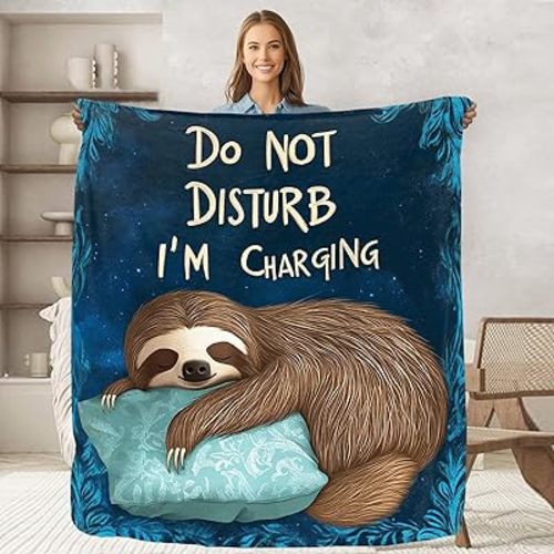 Sloth Throw Blanket for Adult Kids, Sloth Lovers Gifts Blanket Cute Animal Home Room Decor, Flannel Soft Blanket for Bed Couch 50"x60"
