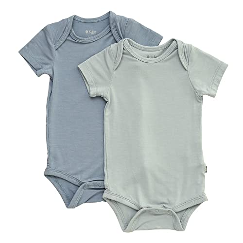 KYTE BABY Unisex Bodysuits, 2-Pack Short Sleeve Baby Bodysuits, 97% Rayon made from Bamboo, 3% Spandex