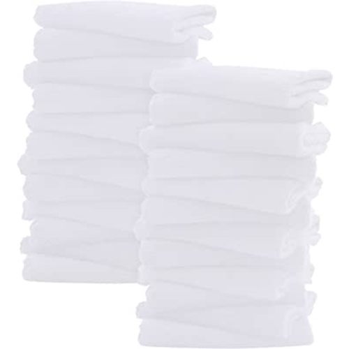 Sunny zzzZZ Ultra Soft 24 Pack Baby Washcloths - 10x10 Inches - Coral Fleece Extra Absorbent Wash Clothes for Babies, Infants and Toddlers - Sensitive Skin and Newborn - Ideal Baby - White