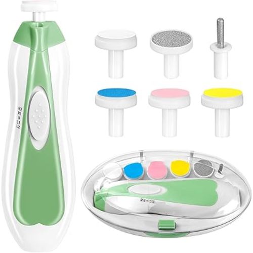 Baby Nail Trimmer Electric-12 in 1 Baby Nail Clippers Safe Baby Nail File Kit with a Nail Clipper, Scissor, Tweezers, and Nail Files (Green)