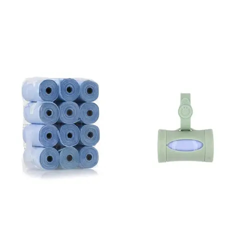 Ubbi On The Go Waste Disposal Bags Refills Value Pack, Lavender Scented, 12 Roll Refills & On-the-Go Diaper Bag Dispenser for Travel, Retractable, Sage Green
