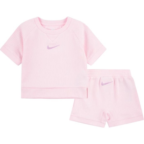 Baby Ready Set Rib T-Shirt & Shorts Set, 18M, Pink Foam