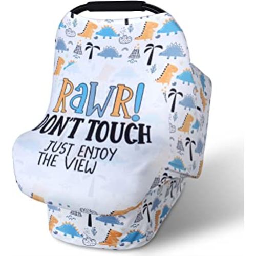 Metplus Car Seat Canopy Nursing Cover for Babies, Baby Carseat Cover Carrier Cover Breastfeeding Cover for Boys Girls, Soft Stretchy Breathable and Easy to Use, Infant Shower Gifts Newborn Essentials