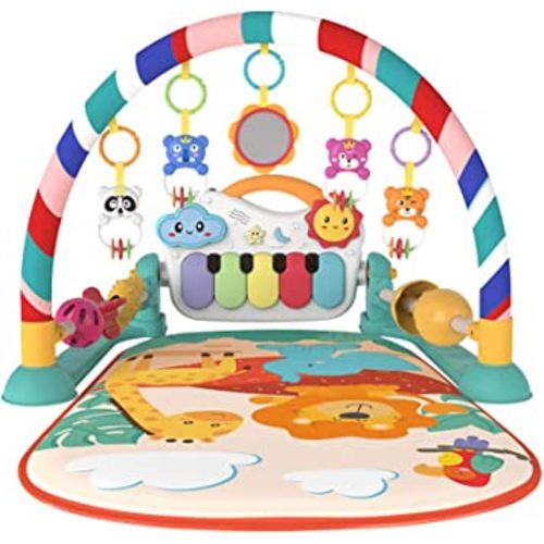 Eners Baby Gyms Play Mats Musical Activity Center Baby Piano Gym Mat Tummy Time Padded Mat for Newborn Toddler Infants(Green)