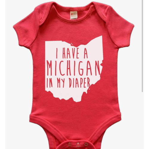 Michigan In My Diaper Funny Onesie - 100% Cotton Ohio State Baby Clothes - Funny Gift - Made In The USA Red Newborn