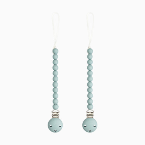 Pacifier Clips 100% Food Grade Silicone (2 Pack) - Earth Green