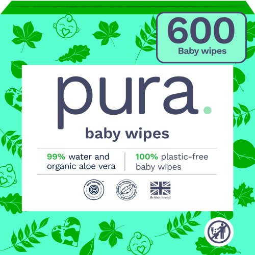 Pura Baby Wipes, Fragrance Free, Sensitive, EWG Verified, Plant-Based, 600, Choose Your Count