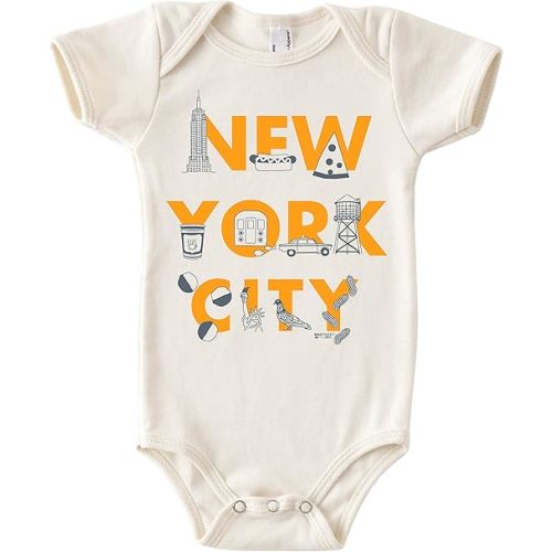 MAPTOTE Font One Piece-Unisex Baby Organic Cotton Short Sleeve Bodysuits-Various Sizes 3-18 Months-City Specific-Made in USA