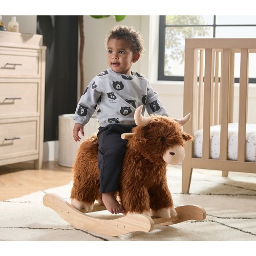 Highland Cow Critter Plush Nursery Rocker