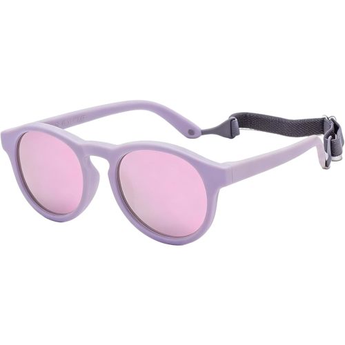 HJSTES Polarized Baby Sunglasses for Toddler Boys Girls, TPEE Flexible Frame with Strap, for Infant Age 0-3