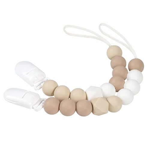Kowlone Pacifier Clips for Boys Girls Baby Shower Gifts(Beige,Oatmeal)