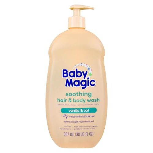 Baby Magic Soothing Hair & Body Wash, Vanilla & Oat, Soothes and Cleanses, Specially Formulated for Baby's Delicate Skin, Tear Free, Hypoallergenic, Dermatologist Recommended, 30 Fl Oz