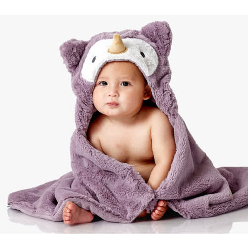 Owl Faux Fur Baby Hooded Towel | Pottery Barn Kids