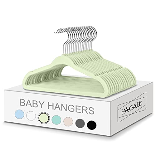 BAGAIL Kids Velvet Hangers 11 Inches Children's Clothes Hangers Non-Slip Baby Hangers for Infant/Toddler (Lime Cream,50pack)