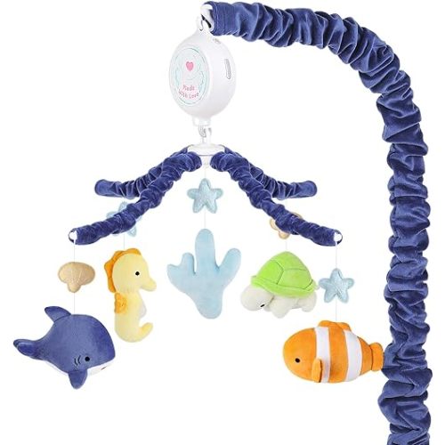 Ocean Animals Baby Crib Mobile - Musical Baby Mobile for Crib with 12 Lullabies for Boys & Girls, Baby Mobile for Bassinet for New Borns, Nursery Mobiles, Fits Standard Cribs