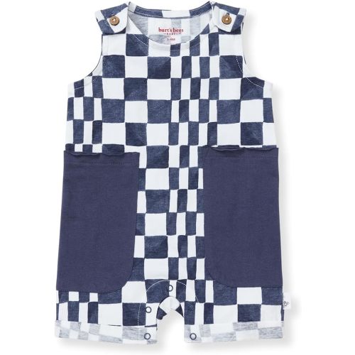 Burt's Bees Baby Baby Boys Short Sleeve Rompers, 100% Organic Cotton One-Piece Coverall and Layette Set