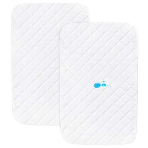 Bassinet Mattress Pad Cover Fit for AirClub/AMKE 3 in 1/HARPPA/TCBunny/MiClassic and Milliard Bedside Sleeper, Waterproof Bassinet Mattress Protector Quilted Bassinet Sheets (21" x 35") 2 Pack