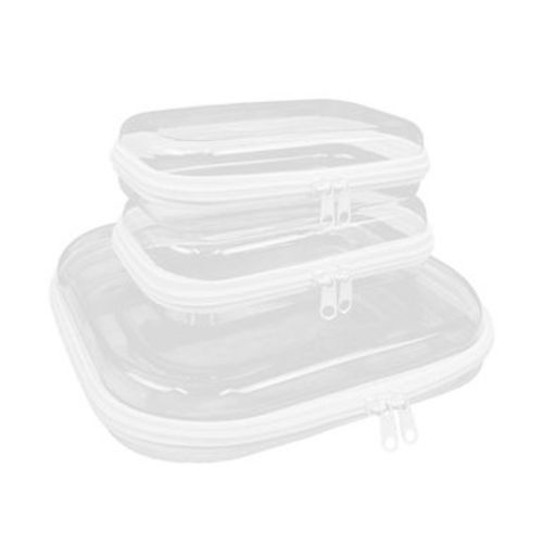 Wrapables Transparent Hard Shell Zipper Case, Clear Travel Storage Organizer for Toiletries, Makeup, and Cosmetics (Set of 3) (Set of 3), MSS