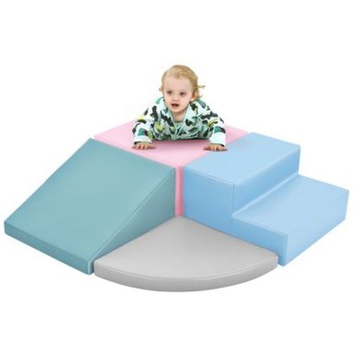 Toddler Indoor Climb and Crawl Activity Playset, Soft Foam Building Blocks with Slide Ramp, Safe Lightweight Play Structure for Baby Motor Skills