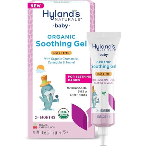 Hyland's Baby Organic Day Oral Soothing Gel, with Chamomile, Calendula, and Fennel, Cooling Gel for Oral Discomfort, Easy-to-Apply, Ages 2 Months and Up, 0.53 Ounce