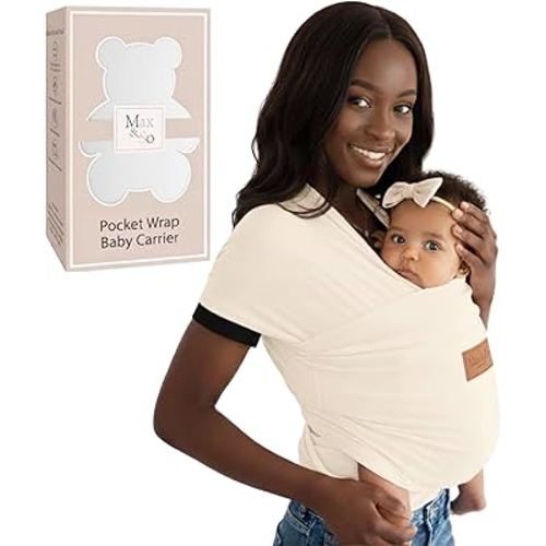 Baby Wraps Carrier Newborn to Toddler – Soft, Hands-Free & Stretchy – Cotton – Ergonomic, Breathable, Machine Washable – Newborn Baby Sling Carrier – Adjustable Fit (8-35 lbs)