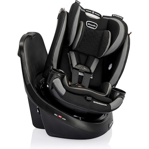 Evenflo Revolve360 Slim 2-in-1 Rotational Car Seat with Quick Clean Cover (Salem Black)