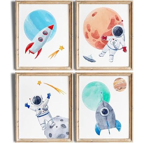 DREAM BIG PRINTABLES Kids Space Decor Art Prints (Set of 4) - Unframed - 8x10s | Living Room Décor | Classroom Décor | Bedroom Wall Art | Bedroom Wall décor