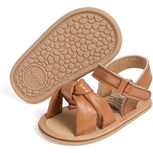 Meckior Baby Toddler Infant Girls PU Leather Soft Open Toe Summer Sandals Flower Princess Flat Shoes