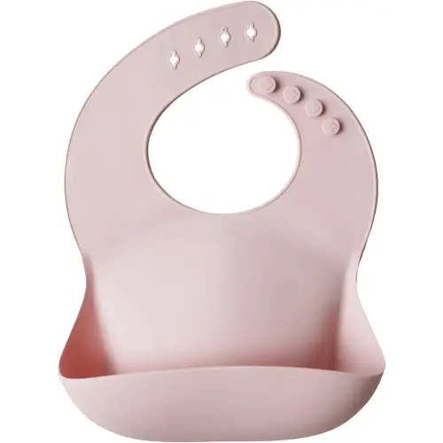 mushie Silicone Baby Bib | Adjustable Fit Waterproof Bibs (Blush)