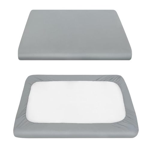 Pack and Play Sheets Fitted, Compatible with 4moms Breeze Plus Playard & Breeze GO Playard, Cotton Pack and Play Sheets Cover, Grey