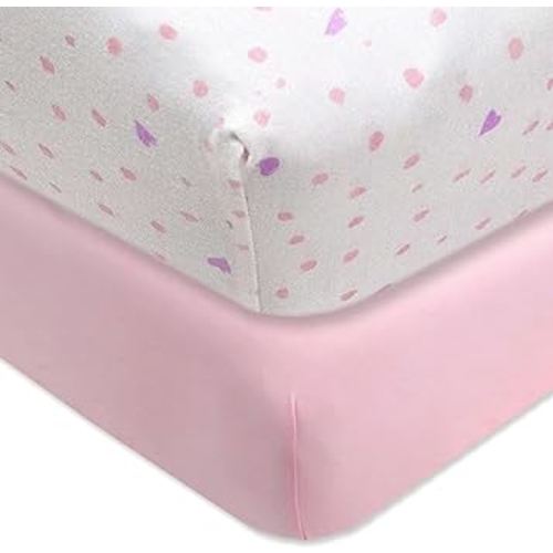 HonestBaby 2-Pack Organic Cotton Fitted Crib Sheets, Love Dot, One Size