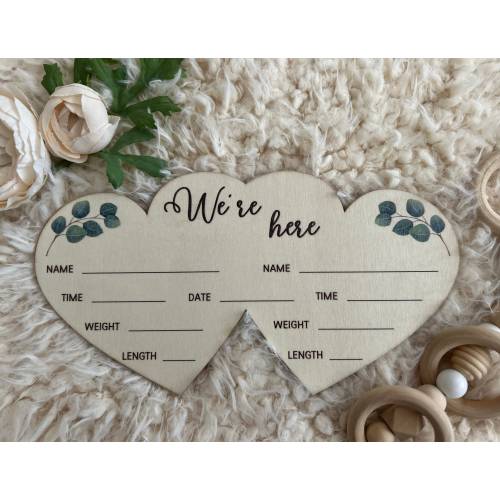Twin Birth Announcement Sign, Twins Baby Announcement for Hospital, Twins Newborn Sign