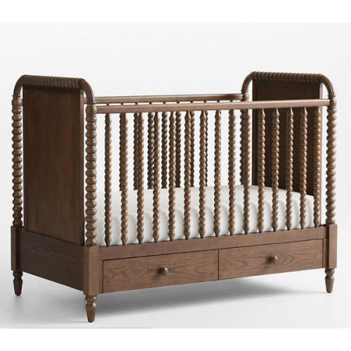 Jenny Lind Heirloom Deep Brown Wood Convertible Storage Crib