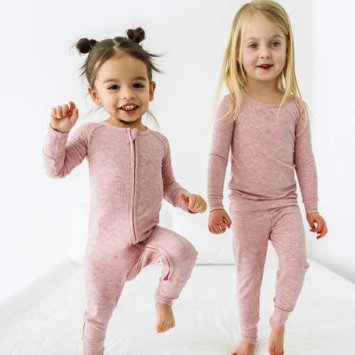 Heather Mauve Ribbed Zippy - Little Sleepies