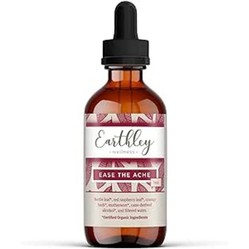Earthley Wellness Ease The Ache Women’s Cramp Formula, Soothe Aches and Improve Mood, Nettle Leaf, Red Raspberry Leaf, Cramp Bark, Motherwort (1oz)