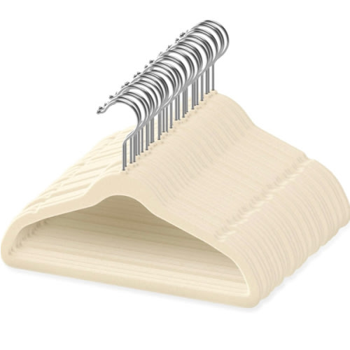 50 Premium Baby Velvet Hangers - 11.8" Non-Slip, Ultra-Slim Space-Saving Children Closet Hangers - 360° Swivel Hook, Strong & Durable Infant & Toddler Clothes Hangers for Wardrobe - Ivory