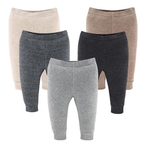 The Peanutshell Earthy Neutral Pants for Baby Boys and Girls, 5-Pack Set, Multicolored, Newborn