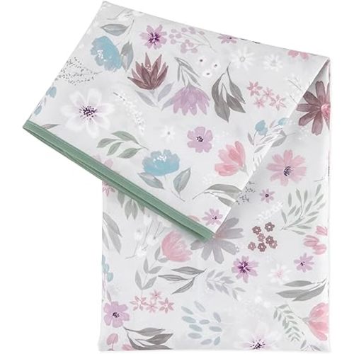 Bumkins Baby Splat Mat for Under High Chair, Babies Toddlers Eating Mess Mat, Waterproof Reusable Cloth for Arts and Crafts, Playtime Mat for Kids, Floors or Tables, Fabric 42inx42in, Floral Gray