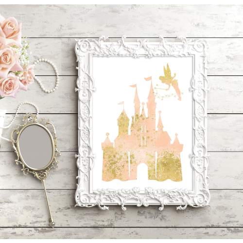 Princess Castle, Princess Decor, Castle, Fairy tale, Personalized, nursery, Pink and Gold, Gift, daughter, Nursery decor, Girl nursery