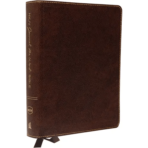NKJV, Journal the Word Bible, Large Print, Bonded Leather, Brown, Red Letter Edition: Reflect, Journal, or Create Art Next to Your Favorite Verses