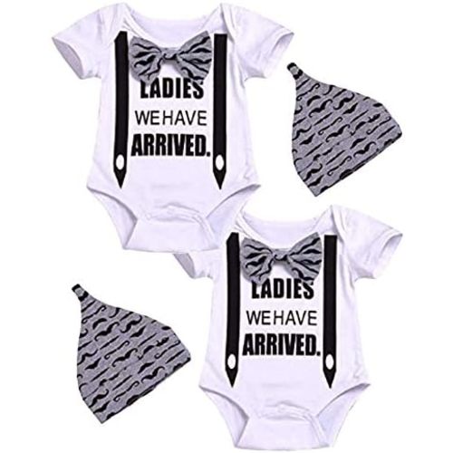 Newborn Boy Matching Outfit Twins Bodysuit Ladies We Have Arrived Romper