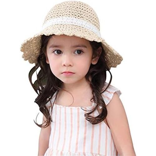 Baby Toddler Kids Girls Straw Sun Hat with Bowknot Floppy Summer Beach Hats